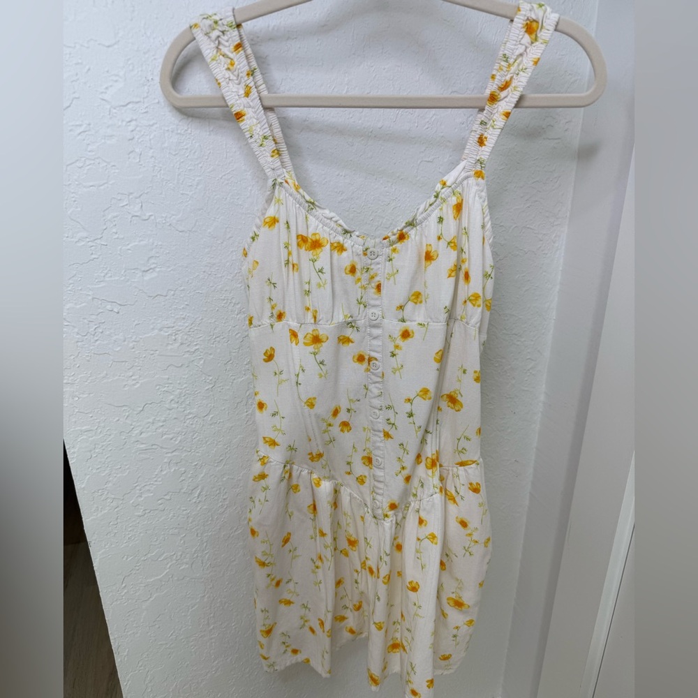 Sim & Sam Yellow Floral Smocked Sundress - Size M